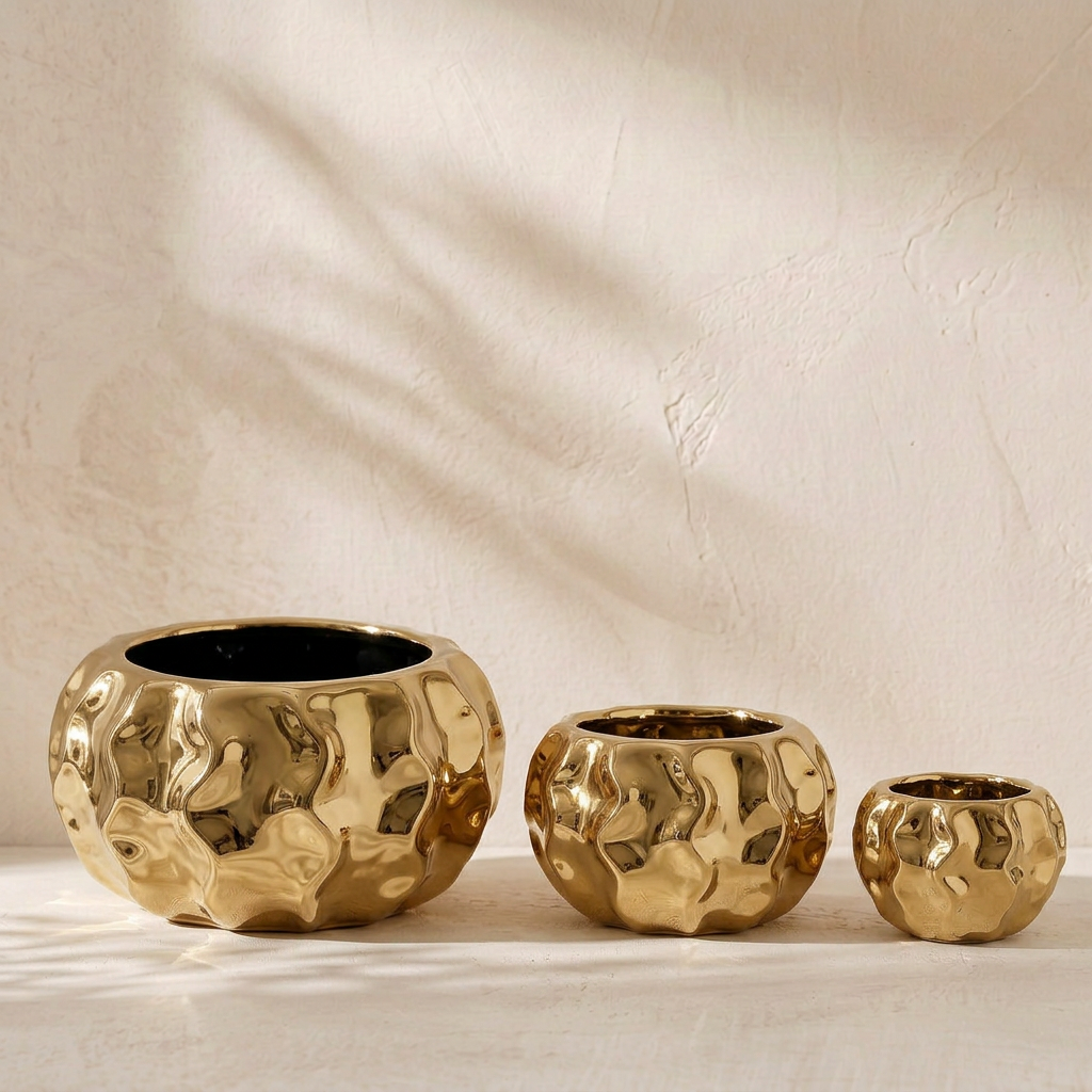 Set de 3 coupes martelées dorées — REF#780117