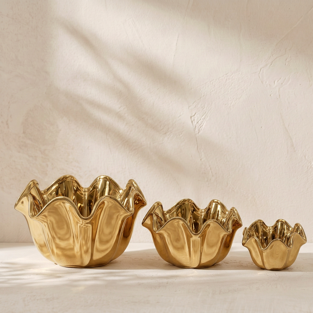 Set de 3 coupes ondulées dorées — REF#780118