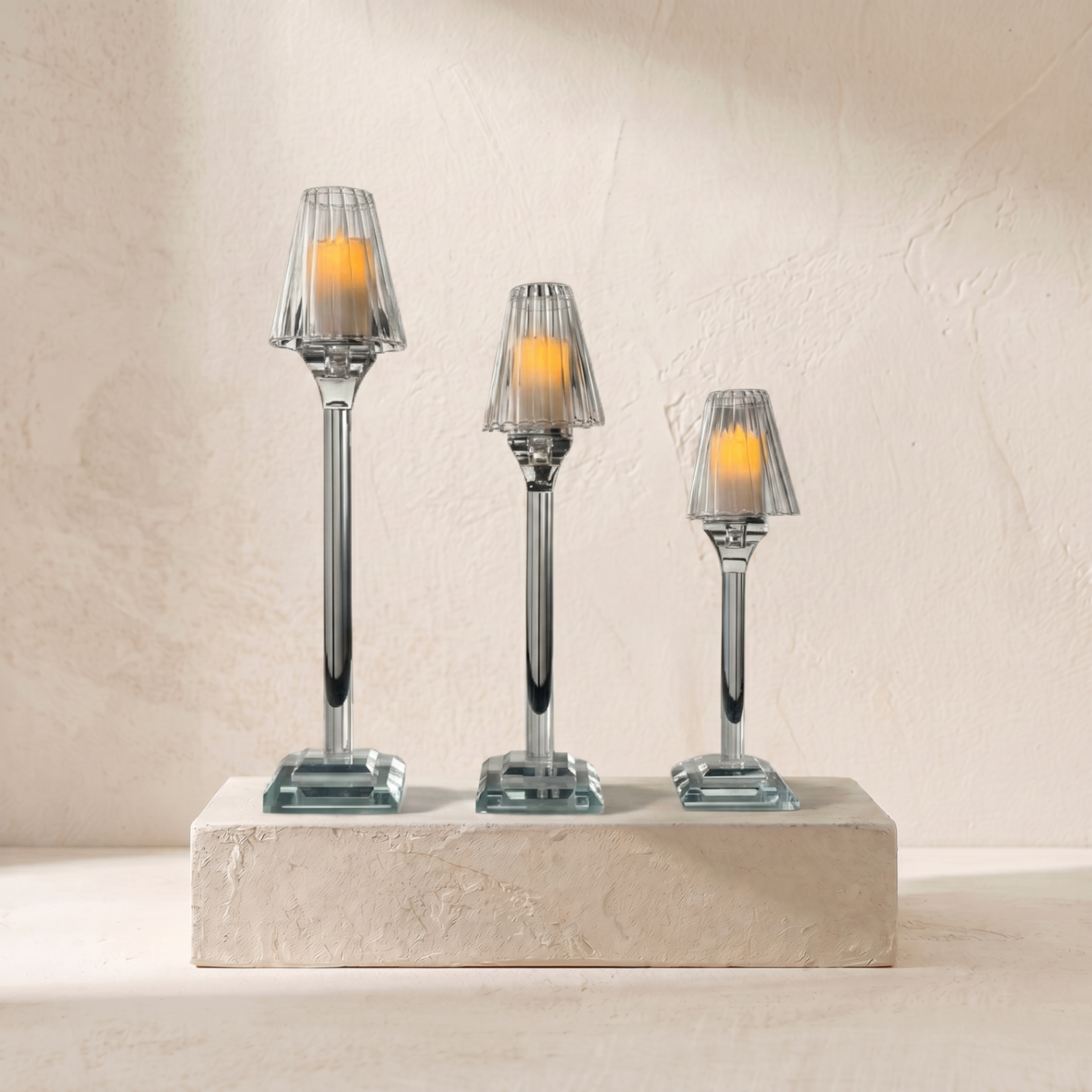 Set de 3 bougeoirs sur pied — REF#78013